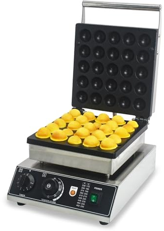 LHTSNA Electric Ball Shaped waffle maker, 25pcs commercial bubble shaped maker with Non-stick,Stainless Steel,50-300℃/122-572℉ Adjustable, for Family&Restaurants&Snacks
