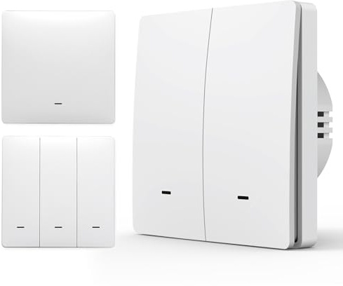 zigbee3.0 Interruptor Inteligente Alexa, 86mm Interruptores de luz de pared, APP Control/Voice Control/Timer/Remote Access, Interruptor Pared WiFi, Tuya/Smart Life, Conductor Neutro Necesario - 2 Gang