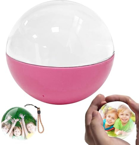 3D Crystal Ball Digital Photo Album, 2.7 Video Display Balls Memory Sphere Personalized LED Photo & Video for Anniversary, Birthday, Wedding (pink,Standard Edition)