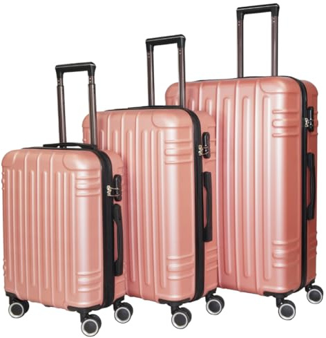 Genérico WSPack Juego de Maletas 3 Piezas | Maleta de Mano 55cm | Maleta Mediana 66cm | Maleta Grande 76 cm (Rose Gold)
