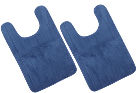 VILLFUL 2 Piezas Alfombra U-Shape para Inodoro Antideslizante Tapete Baño Coral Fleece Absorbente y Lavable Contorno para Suelo Ducha y WC