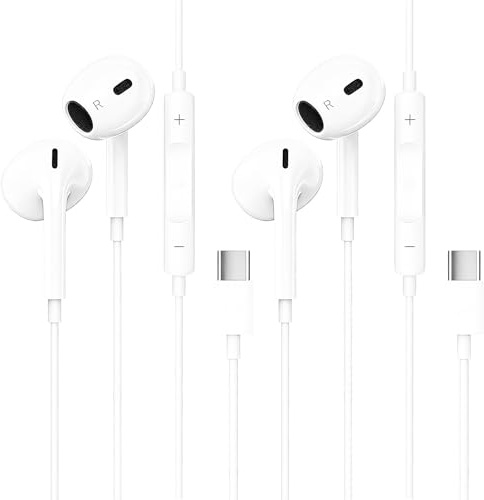 2 Pack Auriculares con Cable Tipo C,Auriculares USB C para iPhone 17 16 15 Pro MAX,In Ear Auriculares Tipo C,Compatible con Samsung S25/S24/S23/S22/S21/iPhone 17/16/15,iPad Pro/Air