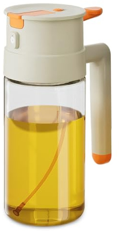 komforbaa Spruzzatore per olio da 650 ml, per cucinare, 2 in 1, spruzzatore per olio d'oliva, bottiglia spray di alta qualità per uso alimentare per insalata, friggere, barbecue 2026 aggiornamento