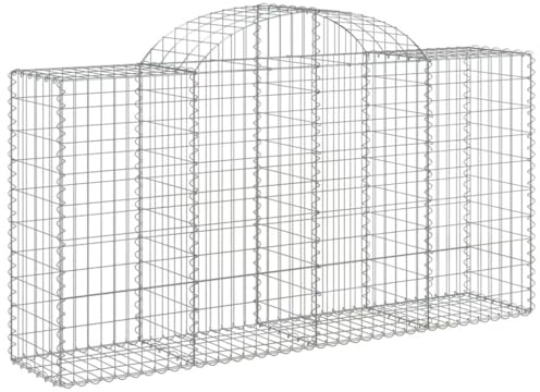 pokgdf Lot de 5 gabions à arc haut, 200 x 50 x 100/120 cm, en fer galvanisé, barrière de jardin, isolation acoustique, brise-vue, paniers métalliques durables