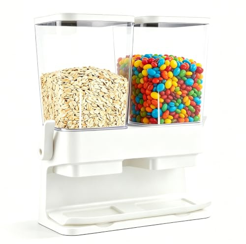 YuLiMirich Müslispender 2er Pack, Doppelte 3L Luftdichte Müsli-Speicherkiste, Große Kapazität Cereal Dispenser, Ideal Für Süßigkeiten, Nüsse, Müsli, Kaffeebohnen