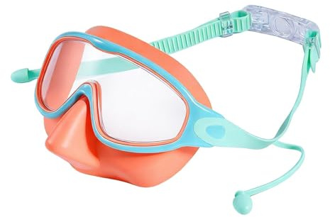 Generiska simglasögon – silikon, 16,4 x 7,8 cm poolutrustning anti-dimma | läckagesäker design barnsimmask, vattensportglasögon för simträning, fritidspark, flickor 3–14 år