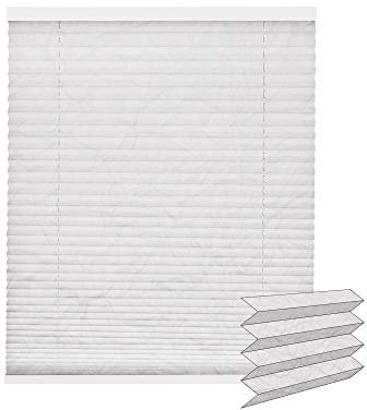 Victoria M. Plissee Standard Crush-Stoff, Plissee Sonnenschutz, Feuchtraum-Geeignet, Pflegeleichter Plisseestoff, 40 x 130 cm Weiß, Crush Stoff