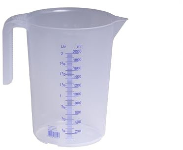 Hünersdorff Jarra graduada 2.000 ml, PP, 2 escalas Asa abierta, transparente y apilable