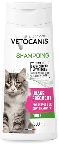 Vetocanis | Champu para Gatos Dermoprotector a Base de Glicerina Vegetal 300 ml | Champu Gatos de Uso Frecuente | Fragancia Flor de Lotus | Respeta la Piel y el Pelo de su Gato | Fabricado en Francia