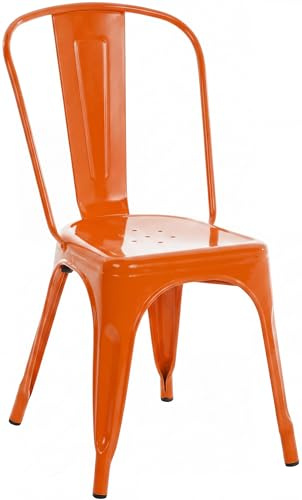 CLP Stapelstuhl Metall mit Lehne Benedikt, Bistrostuhl stapelbar für Gastronomie und Küche, Design-Stuhl robust belastbar bis 200 kg | Farbe orange
