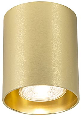 Qazqa Deckenstrahler, Deckenspot - Tubo - gold, max. 50W, Geeignet für LED, 8cm, Rund, Ideal als Wohnzimmerlampe, Küche lampe und