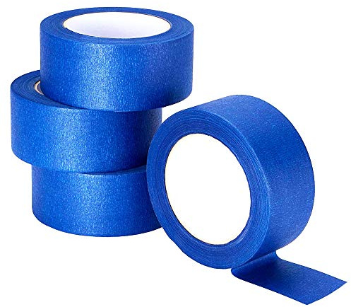 Lichamp Blue Painters Tape 2 inches Wide, Bulk 4 Pack Original Blue Masking Tape, 1.95 inch x 55 Yards x 4 Rolls (220 Total Yards)