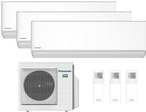 Panasonic Trial Split Klimagerät Etherea ZKE, 3 x 12000 BTU, WiFi, Nanoex | Inverter Multisplit Klimaanlage mit 3 Innengeräten, Heizen + Kühlen, App-gesteuert, Leise mit Schalldruck bis 21 dB(A)