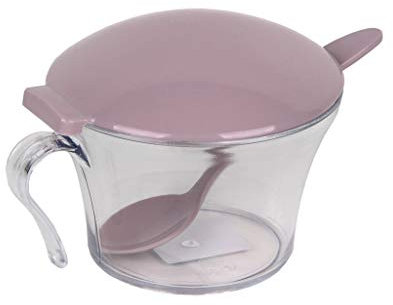 Cofan Azucarero con tapa | Modelo Albahaca | De Polipropileno y Poliestireno | Capacidad de 120 ml | Color Rosa Palo