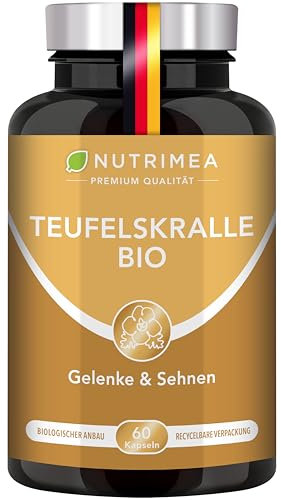 Teufelskralle Kapseln BIO | Patentierter FlexiGO™ Extrakt | Reine Afrikanische Teufelskrallenwurzel OHNE Zusätze | Harpagophytum procumbens | Harpagoside Hochdosiert Teufelskrallenextrakt 100% Vegan