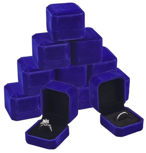 BENECREAT 10 STÜCKE 5,5 x 5 x 4 cm Samtringboxen Königsblau Quadratische Schmuck Display Geschenkboxen für Hochzeit Valentinstag Jubiläum