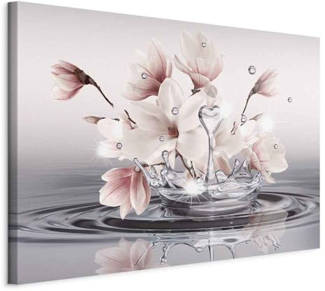 B&D XXL - Leinwandbild Magnolie Zen Spa, Schlafzimmer, Wohnzimmer, modern | Hochwertige Leinwand, sofort aufhängbar, ideal fürs Wohn- oder Schlafzimmer, wasserfest und lichtecht, langlebig, stilvoll