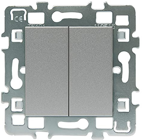 Interrupteur va et vient - Prises electriques Standard - Prise extra plate - Prise murale - Interrupteur va et vient sans Fil - Prise murale - Gamme Casual - Mécanisme Double Bouton Poussoir Alu