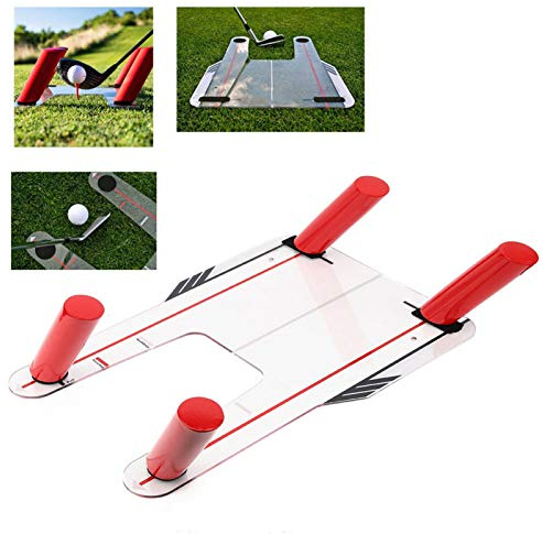 DAUERHAFT Speed Trap Base, Golfschwung Trainingshilfe mit Acrylbasis und 6 Path Rods, abnehmbare PC Swing Trainer Spiegel mit Einer Tragetasche, für Training