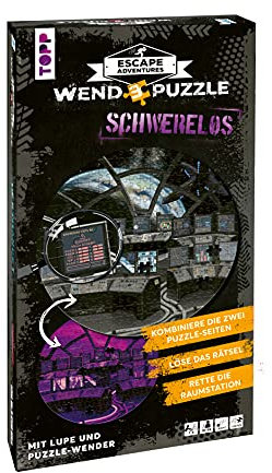 Escape Adventures – Wendepuzzle: Schwerelos – 280 Teile: Escape-Room-Puzzle zum Wenden – ab 10 Jahren – für 1-4 Spieler, Schwierigkeit: Leicht, inklusive Puzzle-Wender, Lupe und Rätselbuch.