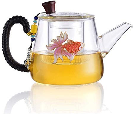 BEZAX Teiera Teiera in Vetro Bollitore Teiera in Vetro Trasparente Resistente al Calore 650 Ml con Infusore Vetro Resistente alle Alte Temperature (Color : A)