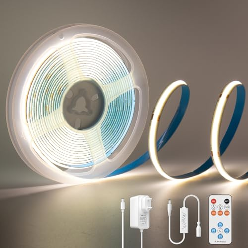 PAUTIX COB LED Strisce Natürliches Weiß 4000K, 24V 3m 1440LEDs Super Bright dimmerabili Luci a nastro LED sotto l'armadio con telecomando RF a 13 tasti per cucina Camera da letto Casa fai da te