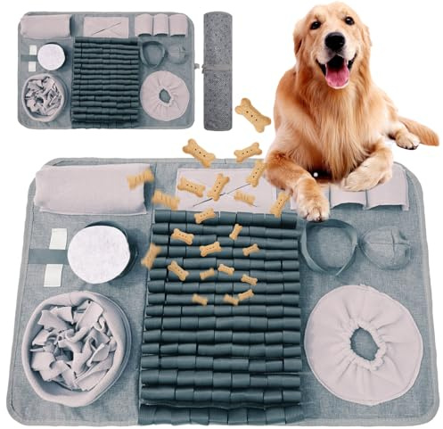 FANSEELM Tapis de Chien Snuffle Mat pour Fouille et Alimentation Lente - Jouet Reniflant Pliable pour Chien et Chat - 72 * 72cm