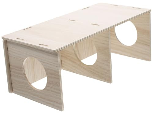 ULTECHNOVO Hamster Hideout 28x13.5 cm Natural Wood Multi-Chamber Burrow Tunnel – Tool-Free Clean Peekaboo Cave for Hamster, Mouse, Gerbil, Rat & Guinea Pig Cages