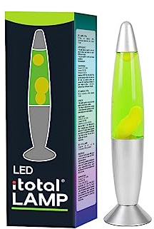 I-TOTAL - Grüne LED-Lavalampe grün silberner Sockel, weißes Wachs