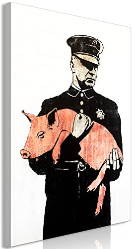 murando - Akustikbild Banksy Dolk Pig Bilder Akustikschaum Hochleistungsschallabsorber Schallschutz Leinwand 1 tlg Wandbild Raumakustik Schalldämmung Schwein Soldat Krieger