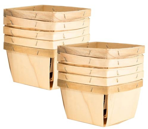 OKUMEYR 10pièces Panier Bois Naturel Corbeille Rustique Multifonction Pour Fruits Et Rangement Élégant Panier à Baies Pour Cuisine Et Restaurant