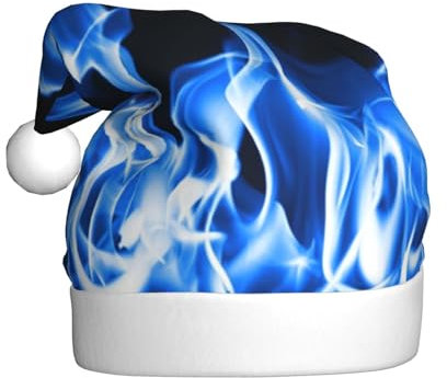Jmorco Blaues Feuer Gedruckt Weihnachtsmütze Für Erwachsene, Unisex Santa Hat Xmas Holiday Hat Für Weihnachten Neujahr Festliche Feiertag Party
