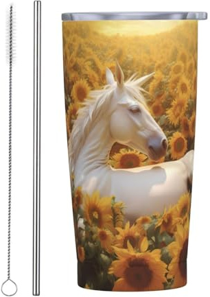 Vasos personalizados, tazas de acero inoxidable personalizadas de 20 onzas, taza de café de viaje aislada con tapa y botella de agua con pajita, regalo personalizado para familiares y amigos, campo de