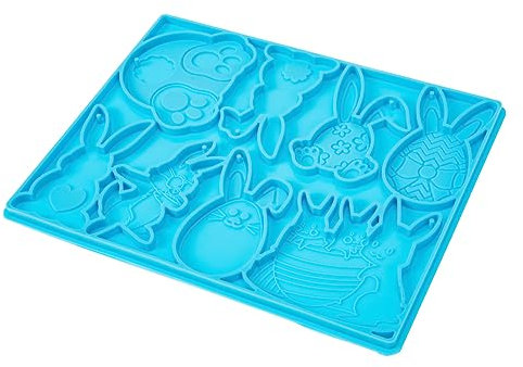 EXCEART Epoxidform Osterei-anhänger Osterverzierung Harzkuchen Schokolade Silikonformen Für Harz -formen Ostern Schlüsselanhänger Osterhase Seife Fondant Eier Kind Partybedarf Kieselgel,Blau,19x15cm
