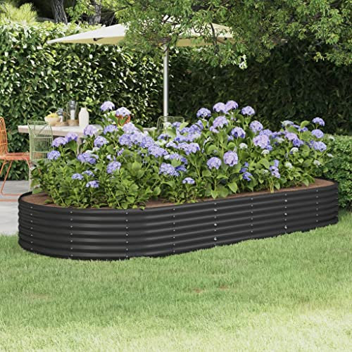 Fioriere da Giardino Cassette per la Coltivazione di Ortaggi Letto da Giardino in Acciaio a Polvere 296x140x36 cm Antracite Adatta per Corridoi, Giardini, Parchi, Balconi