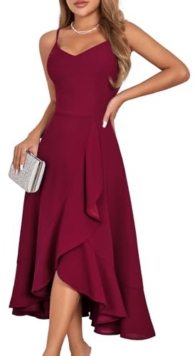 Woman's Cocktail Tea Party Dress for Teens Formal Wedding Guest Burgundy M