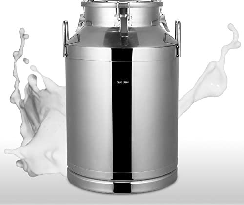 TVSKWMRQ Bauernhof-Milchkannen aus Edelstahl 304, Weineimer, Milchtopf, Eimer, Milchtransportfässer, Tragetasche, Flasche, luftdichter Aufbewahrungskanister mit versiegeltem Deckel / 30 l