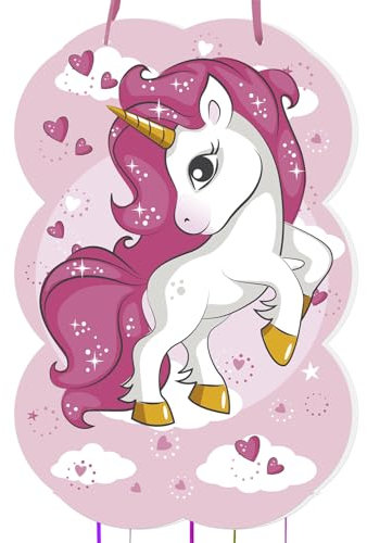 trookee Piñata Licorne - Piñata anniversaire d'enfant avec licorne rose - Décoration d'anniversaire pour enfant - Grande pinata à remplir de friandises et cadeaux pour garçons et filles - 46 x 30 cm