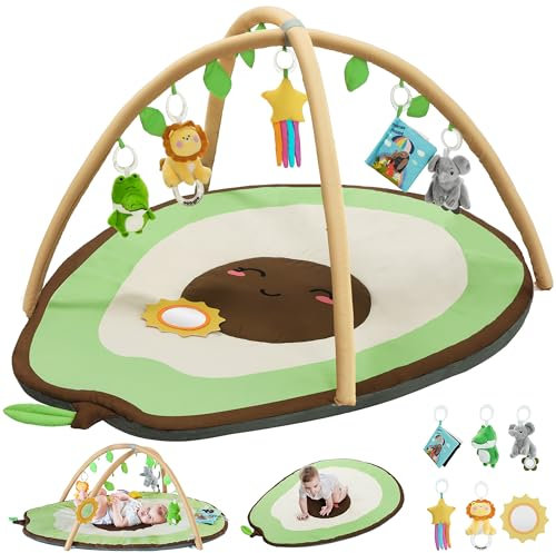 CoziBB Spielbogen Baby, Krabbeldecke Für Baby, Spieldecke Baby, Baby Gym, Spielteppich Baby, Baby Spielmatte, 6 Abnehmbare Spielzeuge, Weich Und Bequem Für Babys & Kleinkinder