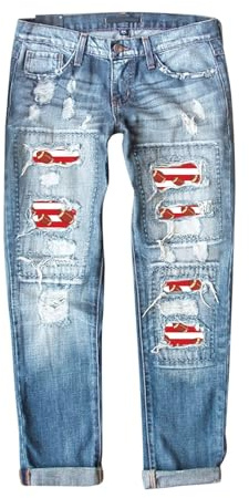 Eauptffy Jeans Damen Weites Bein Low Waist 7/8 Jeans Boyfriend-Jeans Für Damen, Dehnbare, Zerrissene Distressed-Denim-Hose Jeanshosen Stretch Schwarz Jeans Damen Cargohose