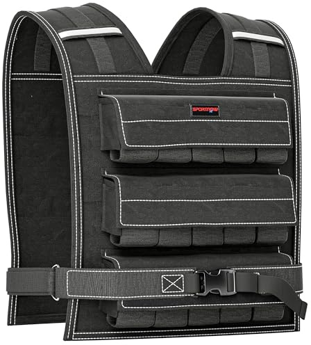SPORTNOW Gilet regolabile da 20 kg, con bande riflettenti, gilet da allenamento, per sollevamento pesi, corsa, fitness, bodyweight, uomini e donne
