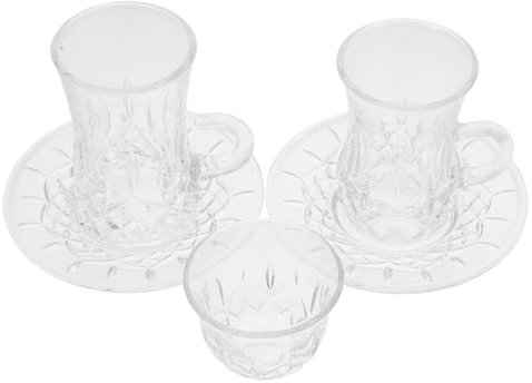 Garneck Tè in Vetro Piccolo Set Tazzina e Piattino Stile Europeo per Caffè Turco Tè e Bevande Calde Design Forma di Zucca Trasparente