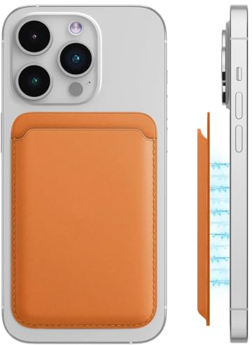 LYQNIHOB 1 Stk, Magnetic Wallet für Handy, Magnetisches Handy Wallet aus veganem Leder, mit rutschfestem Silikon und magnetischem Kartenhalter, RFID-Schutz, Magnetische Geldbörse für iPhone, Goldbraun