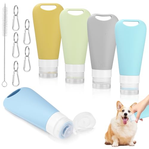 Woxovo 5er-Set Futtertuben für Hunde, 90 ml, wiederverwendbar, zum Befüllen | Mit Karabiner und Reinigungsbürste, ideal für Leberwurst, Snacks und Hundetraining als praktische Belohnung
