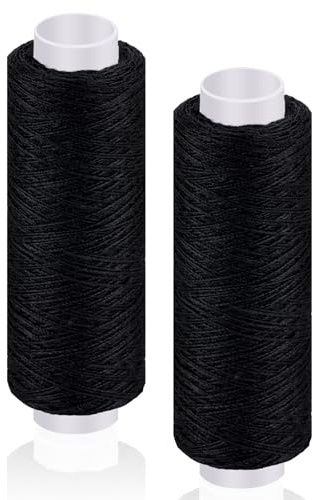 2 Stück Nähgarn Schwarz, 200 Yards Nähmaschinengarn, Stickgarn Schwarz | Nähgarn-Set Garn Schwarz für Nähmaschine zum Handquilten, Sticken, Basteln