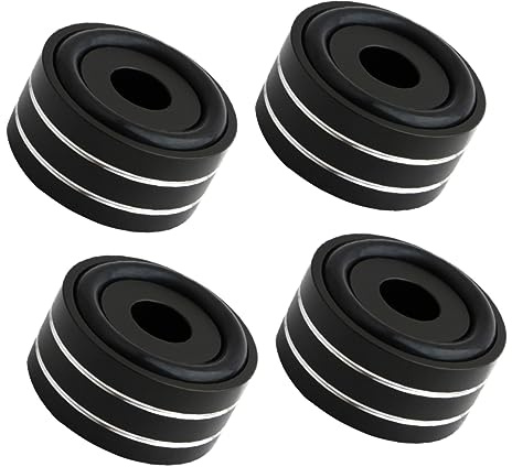SHINEOFI Piedini Antivibrazione per Amplificatore e Altoparlanti 4 Pezzi in Alluminio Nero, Cuscinetti Isolanti per Apparecchi Audio Home Theater, Base Antivibrazione per Migliorare Qualità Audio