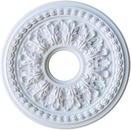 Stuckrosette Decke,Deckenrosette,PU Deckenleuchtenabdeckung Rund 26cm/35cm Weiß Dekorative Deckenventilator Lampenverkleidung,Wanddeko Wohnzimmer (26cm)
