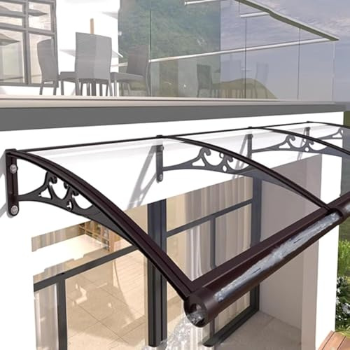 Auvent en métal pour portes et fenêtres 99,1 x 398,8 cm, protection UV et pluie, housse en polycarbonate durable, support en aluminium, idéal pour porche, jardin et abris extérieurs (60/80/100/120 cm)