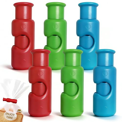AFIODA Food Bag Clips, 6 Pack Reusable Bag Clips for Food Storage, Plastic Snack & Bread Sealing Clips, Strong Press-to-Close Kitchen Clips for Keeping Food Fresh