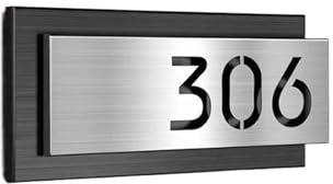 Door Numbers,House Numbers Plaques Custom Modern House Number Sign 3D Laser Cut Metal Door Plate Street Plaques Office Flats Hotel Home Decor(No lamp)(Silver-2,24x11cm)